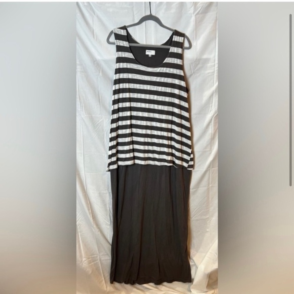 Allen Allen Perfect Summer Striped Sleeveless Layered Dress 3X Plus Size